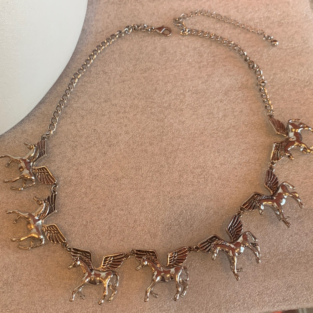 Silver Pegasus Charm Necklace - Women Jewelry - Picture 5 of 5